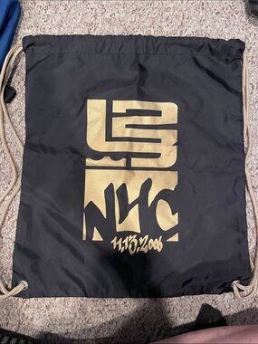 Black and Gold Graphic Drawstring Backpack